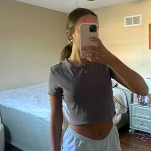 Zara purple Crop Tee Short Sleeve